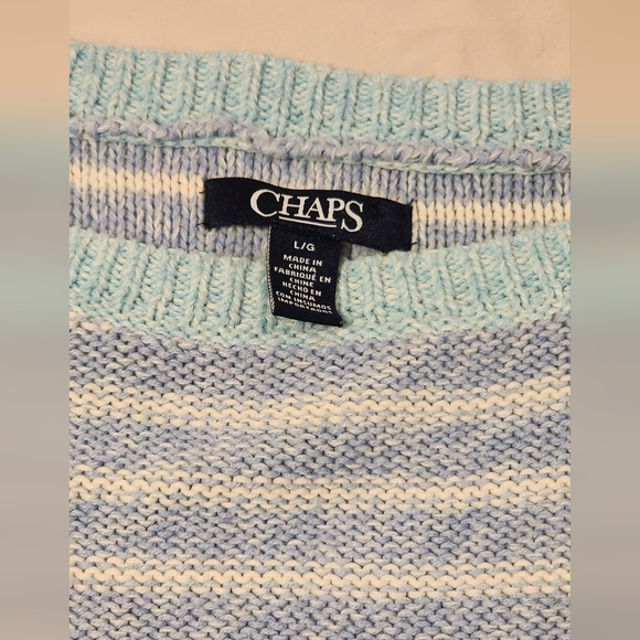 Chaps Striped Knit Short Sleeve Sweater - Picture 4 of 4